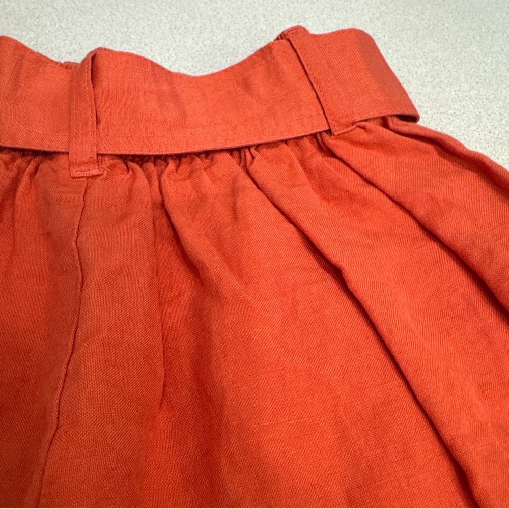 a new day Women's High Waist Orange Shorts with Buckle Linen Blend - Picture 7 of 8